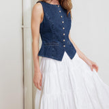 COFFEE PETAL DENIM VEST