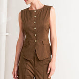BROWN SUGAR FAUX SUEDE VEST