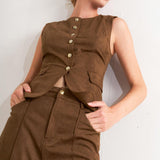 BROWN SUGAR FAUX SUEDE VEST