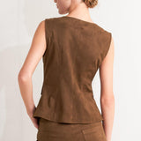 BROWN SUGAR FAUX SUEDE VEST