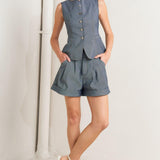 CONFIDENTLY COOL TAILORED WOVEN VEST
