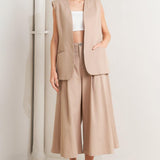 ELEGANT PLEAT WOVEN MIDI VEST