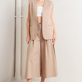 ELEGANT PLEAT WOVEN MIDI VEST
