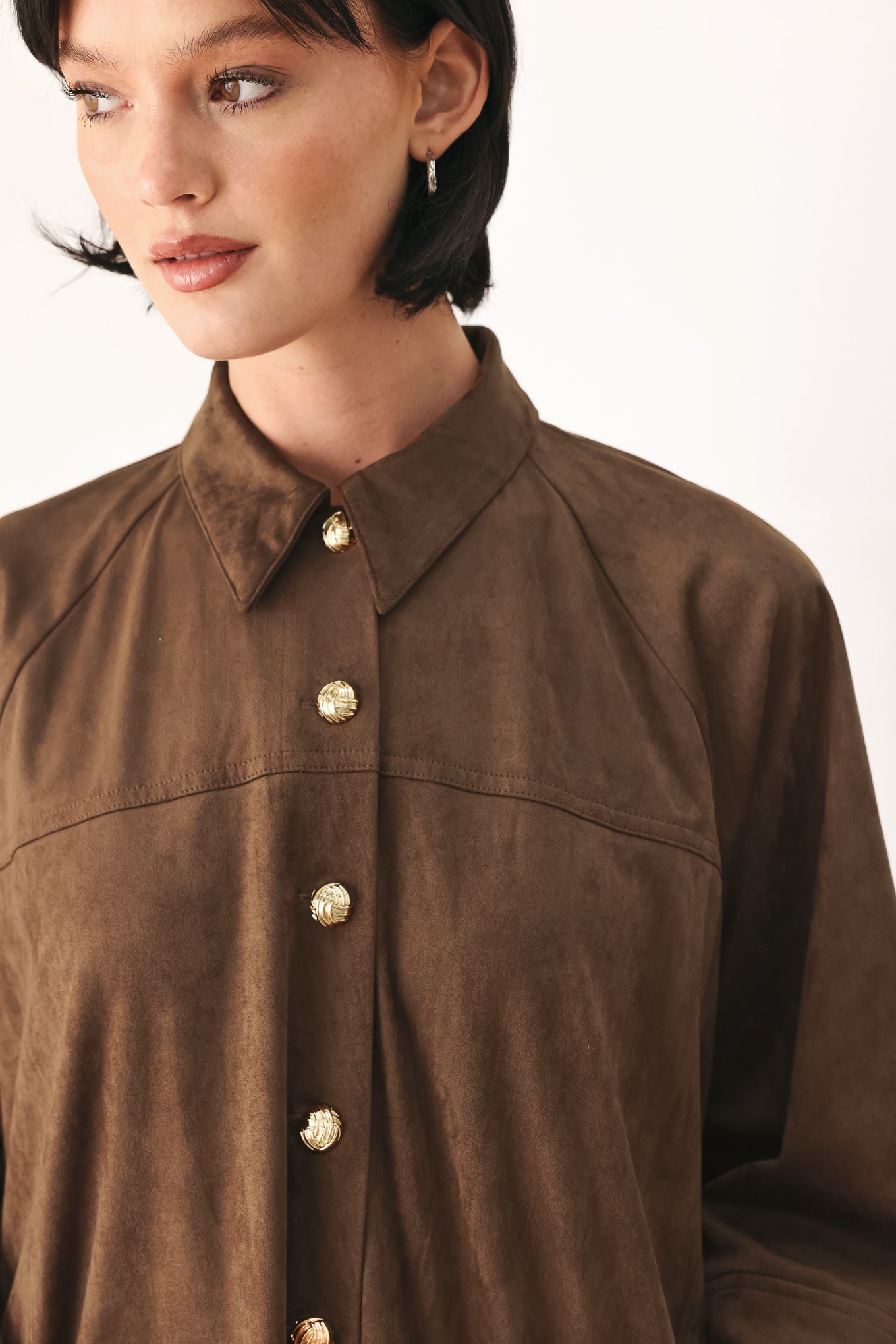 Flying Tomato Suede Escape Cropped Jacket in brown