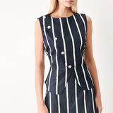 DARK RHYTHM STRIPE WOVEN TOP