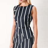 DARK RHYTHM STRIPE WOVEN TOP