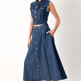 SWEET TALKER DENIM CROP VEST