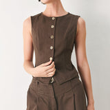 BROWN SUGAR STATEMENT WOVEN VEST