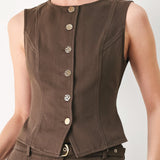 BROWN SUGAR STATEMENT WOVEN VEST
