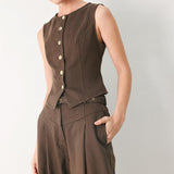 BROWN SUGAR STATEMENT WOVEN VEST