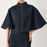 URBAN STITCH WIDE SLEEVE DENIM CAPELET TOP