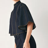 URBAN STITCH WIDE SLEEVE DENIM CAPELET TOP