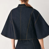 URBAN STITCH WIDE SLEEVE DENIM CAPELET TOP