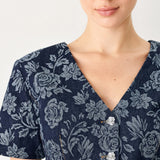 ROSETTE FLORAL WOVEN JACQUARD TOP