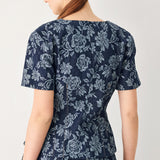 ROSETTE FLORAL WOVEN JACQUARD TOP