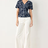 ROSETTE FLORAL WOVEN JACQUARD TOP