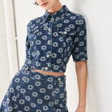 SWEET DAISY WOVEN JACQUARD DENIM JACKET