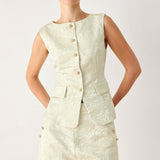 MARZIPAN FLORAL WOVEN JACQUARD VEST