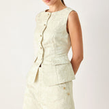 MARZIPAN FLORAL WOVEN JACQUARD VEST