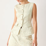 MARZIPAN FLORAL WOVEN JACQUARD VEST