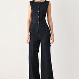 CONTRAST STITCH DENIM VEST