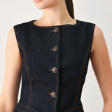 CONTRAST STITCH DENIM VEST