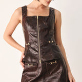 WILD AT HEART EMBOSSED FAUX LEATHER VEST