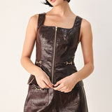 WILD AT HEART EMBOSSED FAUX LEATHER VEST