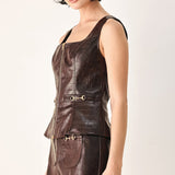 WILD AT HEART EMBOSSED FAUX LEATHER VEST
