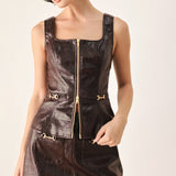 WILD AT HEART EMBOSSED FAUX LEATHER VEST