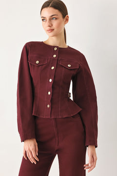 Flying Tomato Merlot Ridge Woven Jacket in burgundy
