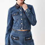 VINTAGE DENIM RENDEZVOUS DENIM CROP JACKET