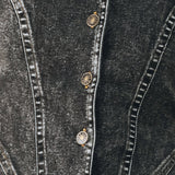 DOWNTOWN EDGE ACID WASH PEPLUM JACKET