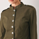 OLIVE CADET WOVEN CROP JACKET