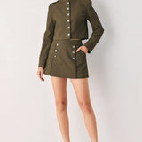 OLIVE CADET WOVEN CROP JACKET