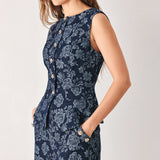MIDNIGHT ROSE JACQUARD DENIM VEST
