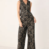 LACE THEORY BLACK/CAMEL WOVEN VEST
