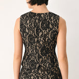 LACE THEORY BLACK/CAMEL WOVEN VEST