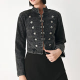 CITY LIMITS BLACK DENIM MILITARY JACKET