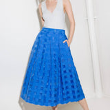 LIVE FOR US BLUE ORGANZA MIDI SKIRT