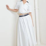 COASTAL COLLAR WOVEN MIDI SKIRT