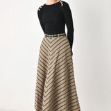 WEEKEND VIBE STRIP WOVEN MIDI SKIRT