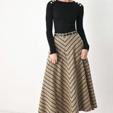 WEEKEND VIBE STRIP WOVEN MIDI SKIRT