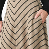 WEEKEND VIBE STRIP WOVEN MIDI SKIRT