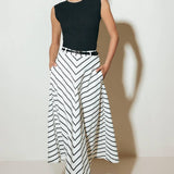 WEEKEND VIBE STRIP WOVEN MIDI SKIRT
