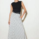 WEEKEND VIBE STRIP WOVEN MIDI SKIRT