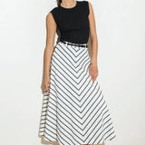 WEEKEND VIBE STRIP WOVEN MIDI SKIRT