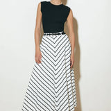 WEEKEND VIBE STRIP WOVEN MIDI SKIRT