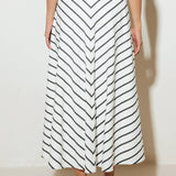 WEEKEND VIBE STRIP WOVEN MIDI SKIRT