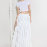 SLOW DOWN IN WHITE WOVEN MAXI SKIRT